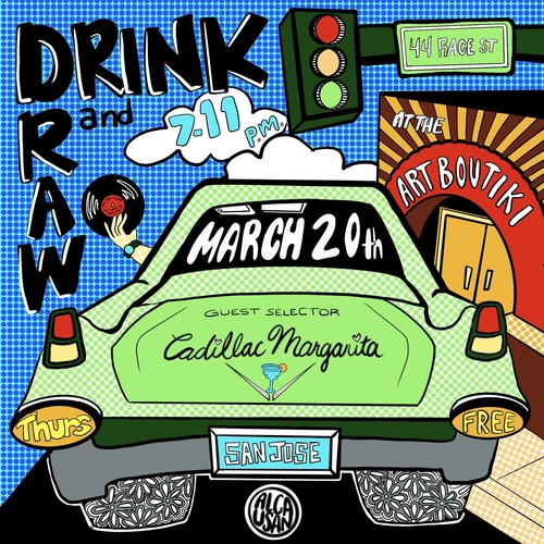  Art Boutiki Drink and Draw - March 2025 with guest selector Cadillac Margarita poster