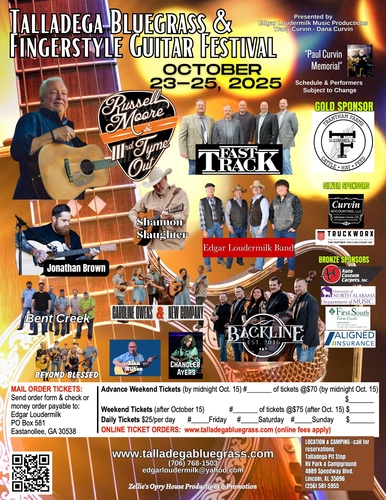 2025 Talladega Bluegrass & Fingerstyle Guitar Festival poster