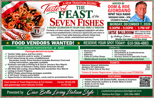 Taste of the Feast of the Seven Fishes Vendor Signup (Food and Non-Food Vendors) poster